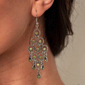 Paparazzi Jewelry Accessories - Chandelier Cameo - Green Earrings - Vintage